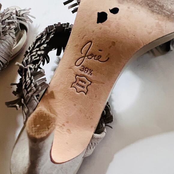 Joie Poppi Suede Leather Fringe Stilleto Slip On Heels Size 39.5 - Picture 6 of 9